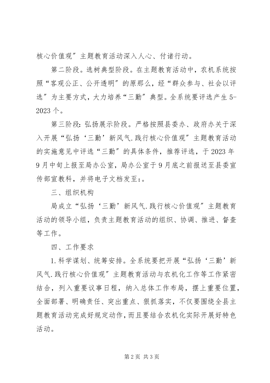 2023年弘扬三勤践行核心价值观实施方案.docx_第2页