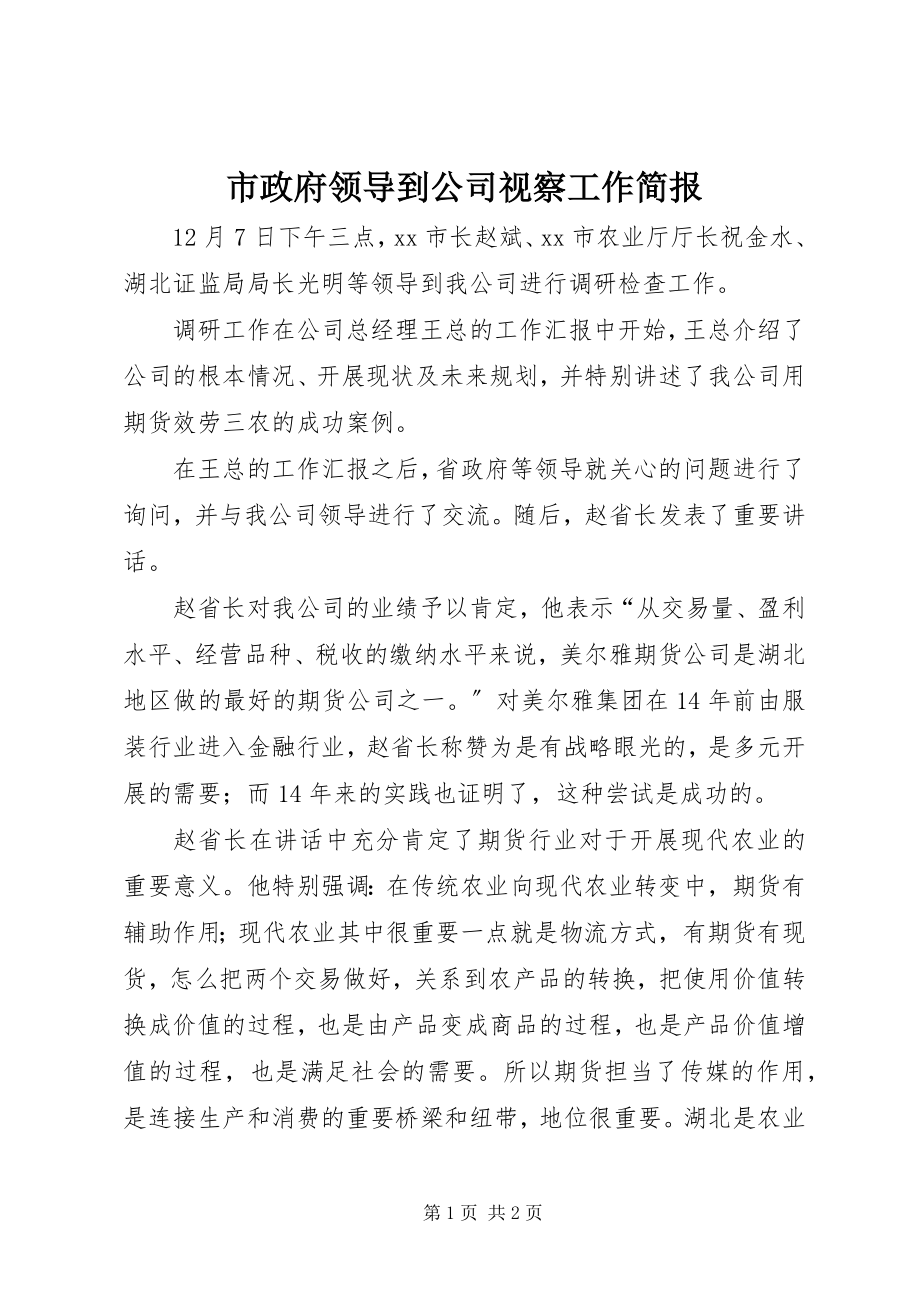 2023年市政府领导到公司视察工作简报.docx_第1页