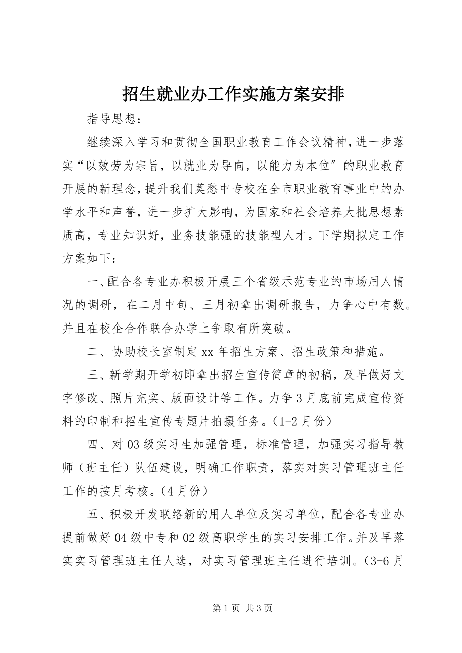 2023年招生就业办工作实施计划安排.docx_第1页