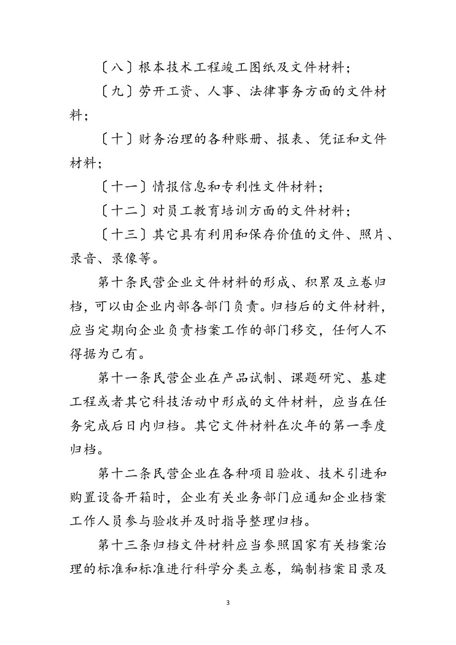 2023年民营企业档案整治暂行方案范文.doc_第3页