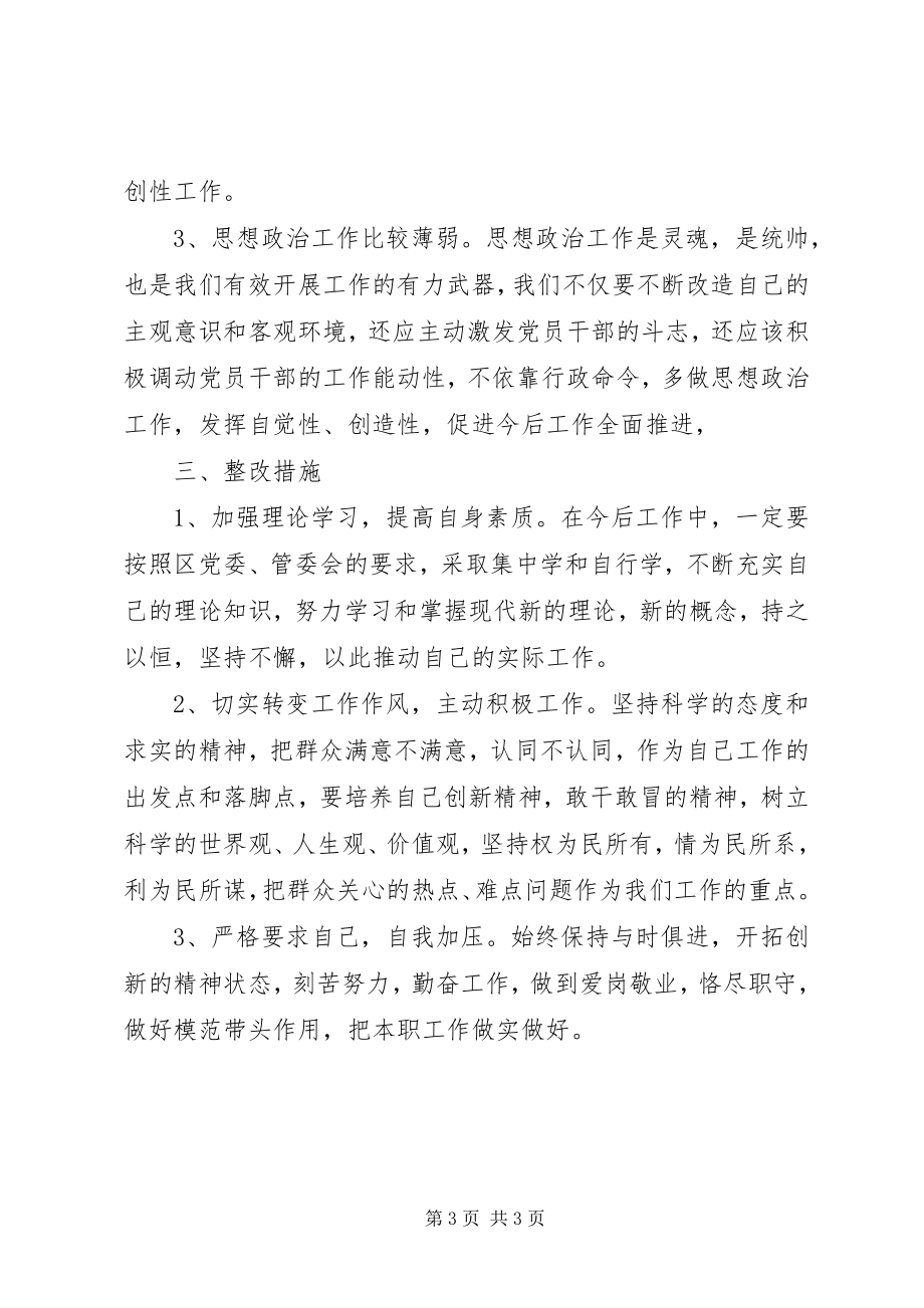 2023年开发区副主任民主生活剖析材料.docx_第3页