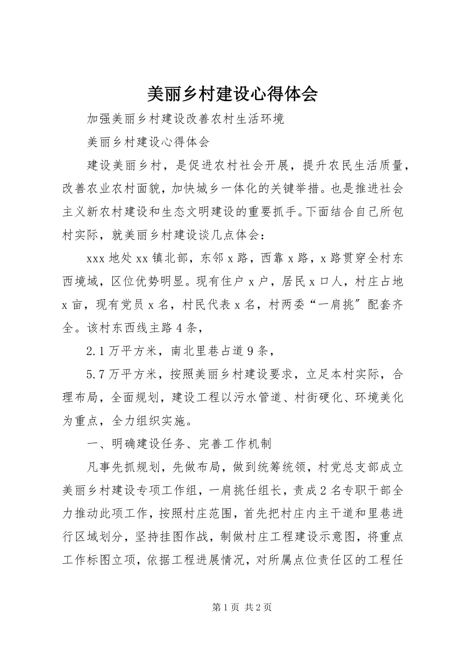 2023年美丽乡村建设心得体会.docx_第1页