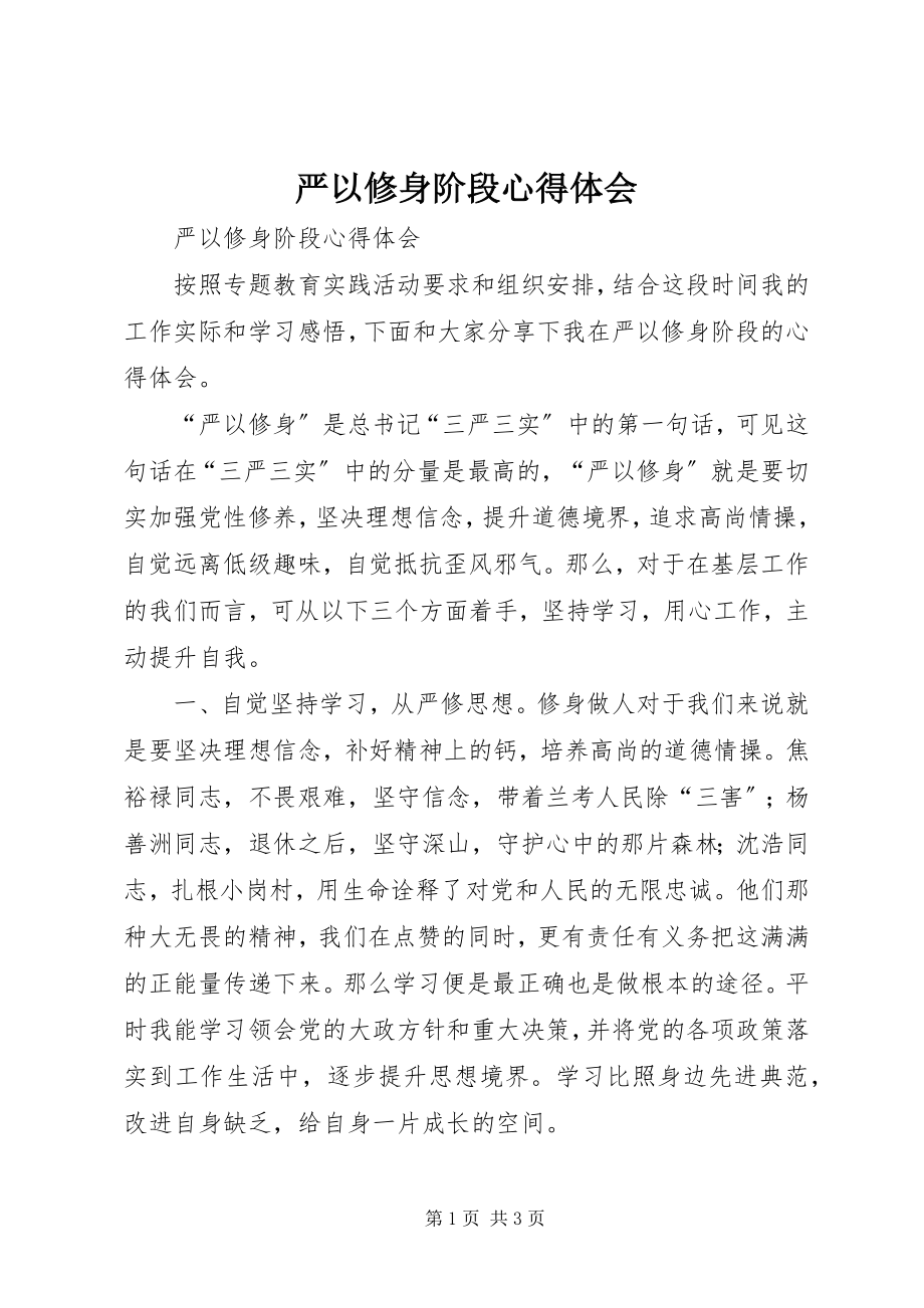 2023年严以修身阶段心得体会.docx_第1页