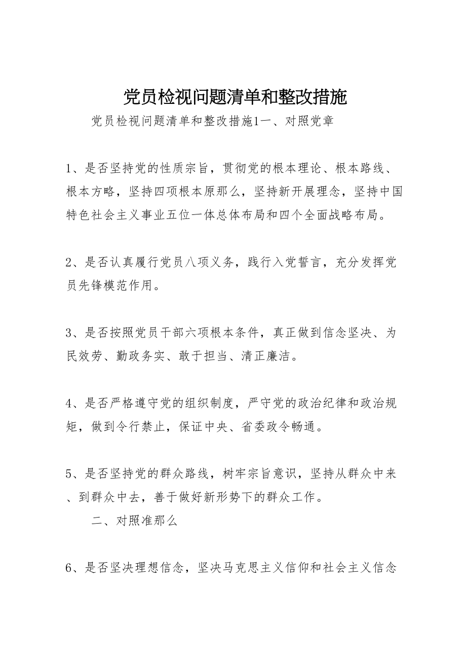 2023年党员检视问题清单和整改措施.doc_第1页