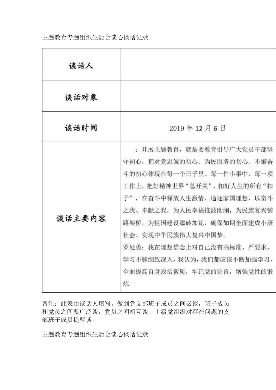 2023年主题教育专题组织生活会谈心谈话记录.doc_第2页