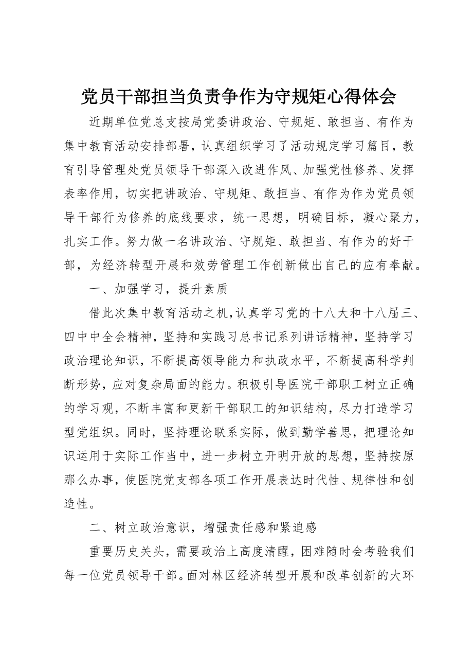 2023年党员干部担当负责争作为守规矩心得体会.docx_第1页