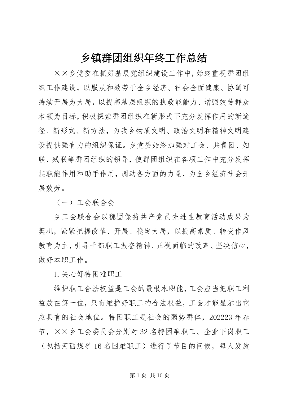 2023年乡镇群团组织年终工作总结.docx_第1页