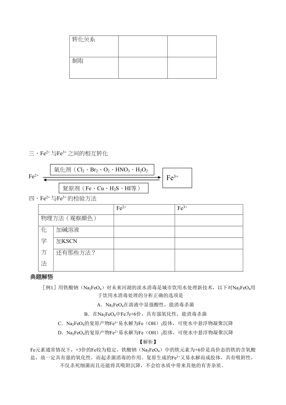 2023年高考化学一轮复习学案必修1铁及其化合物2doc高中化学.docx_第2页