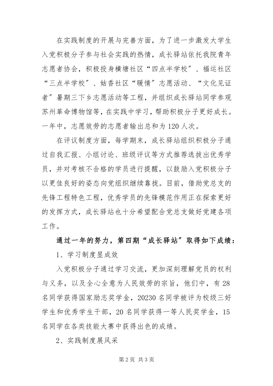 2023年大学生入党积极分子成长驿站工作总结.docx_第2页