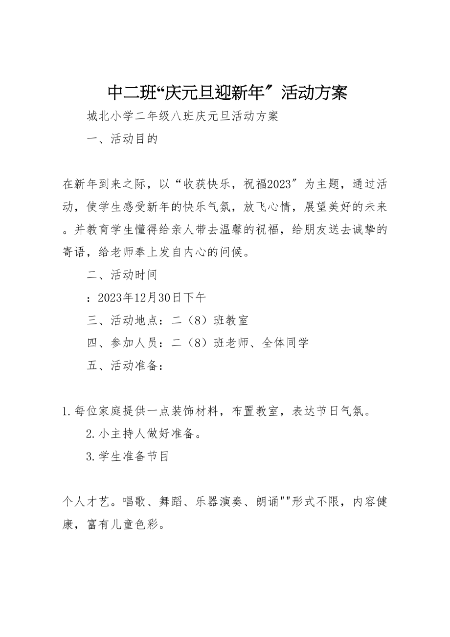 2023年中二班庆元旦迎新年活动方案 3.doc_第1页