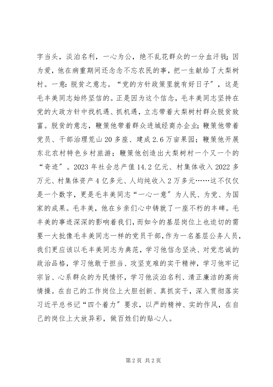 2023年发展计划处学习毛丰美同志先进事迹心得体会.docx_第2页