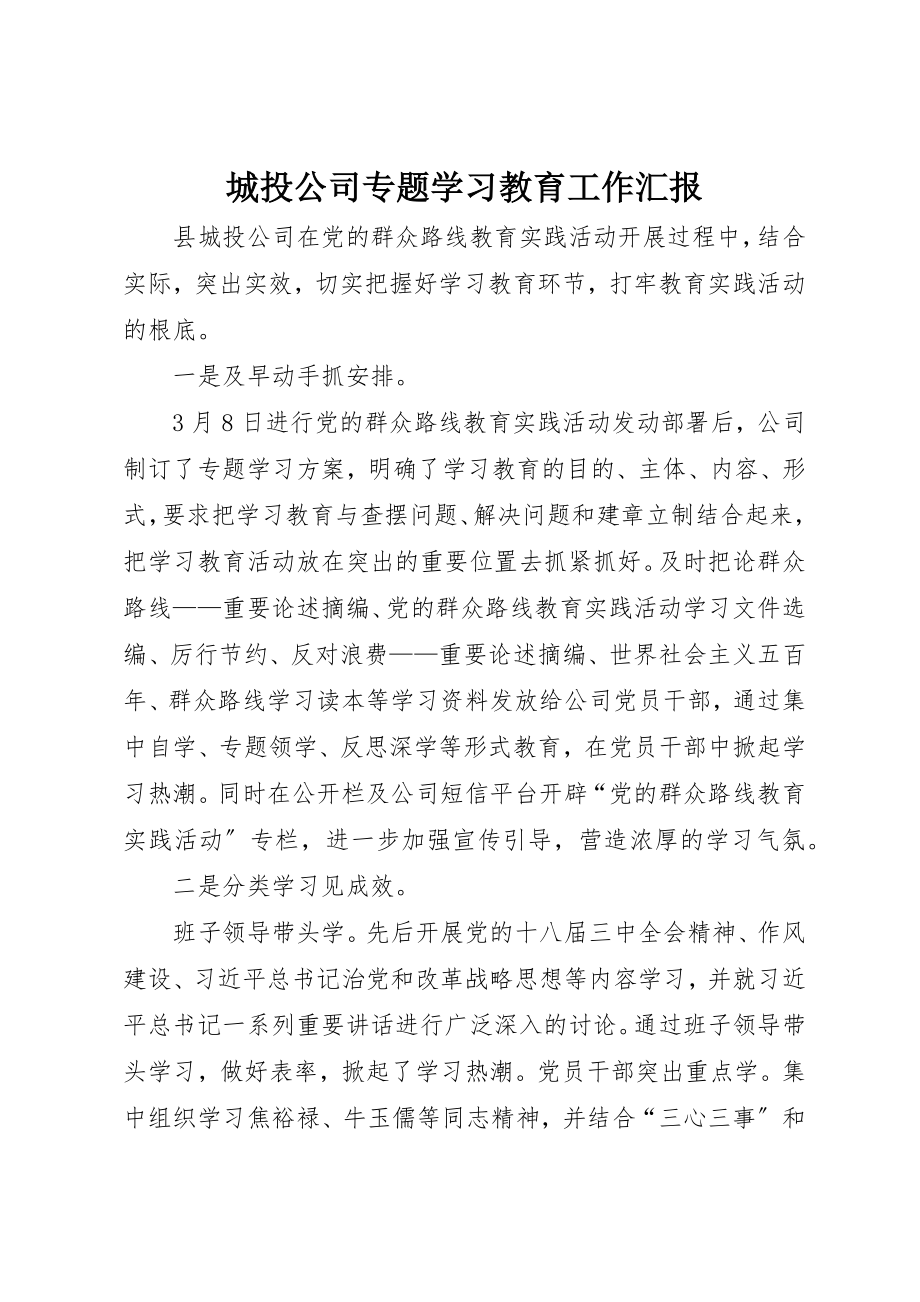 2023年城投公司专题学习教育工作汇报.docx_第1页