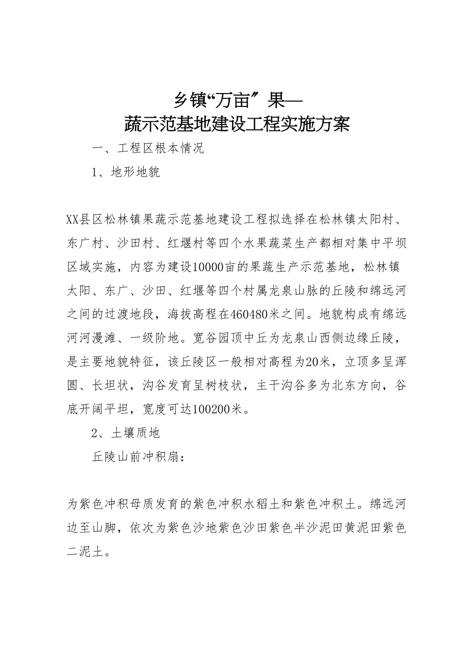 2023年乡镇万亩果蔬示范基地建设项目实施方案.doc_第1页