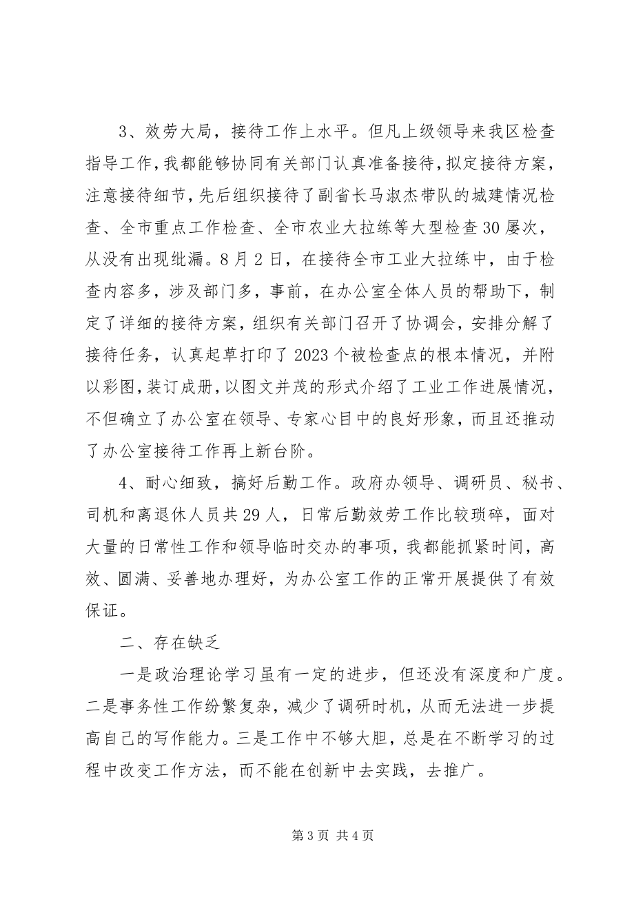 2023年办公室文书兼政府接待个人工作总结2新编.docx_第3页