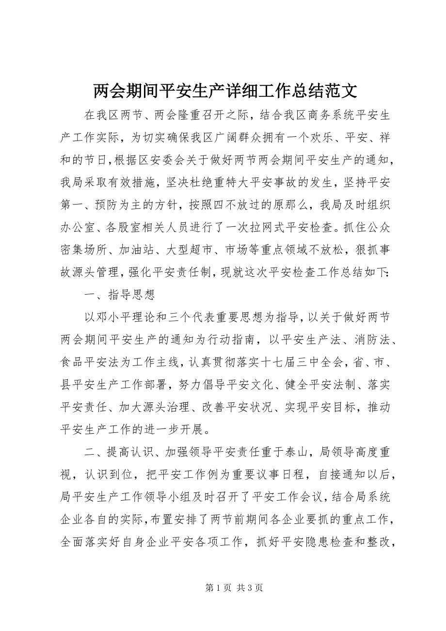 2023年两会期间安全生产详细工作总结.docx_第1页