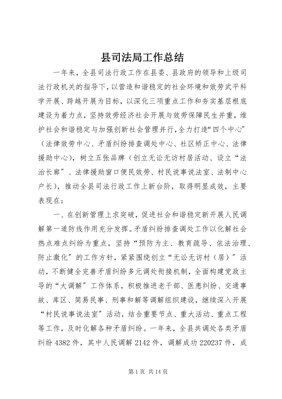 2023年县司法局工作总结.docx_第1页