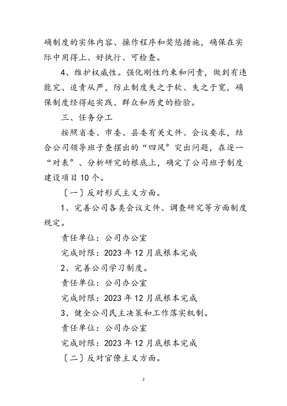 2023年公司领导班子四风问题工作计划范文.doc_第2页