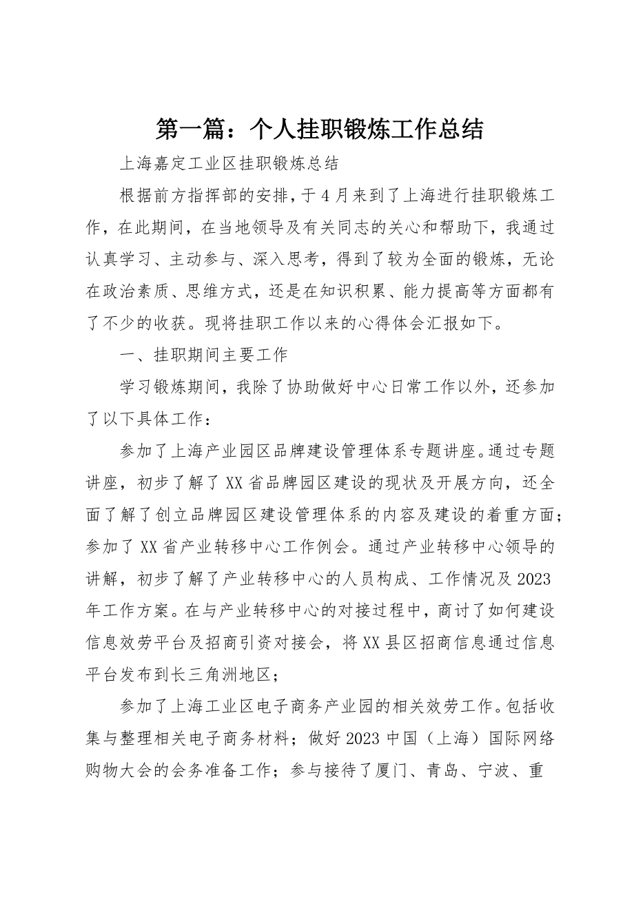 2023年xx个人挂职锻炼工作总结新编.docx_第1页