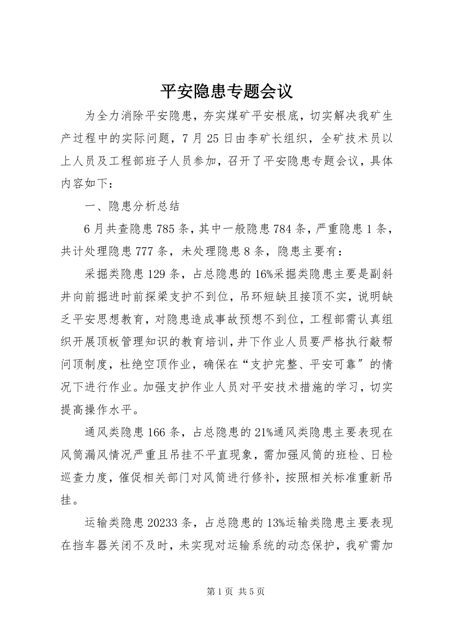 2023年安全隐患专题会议新编.docx_第1页