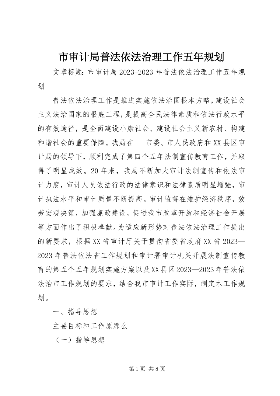 2023年市审计局普法依法治理工作五年规划.docx_第1页