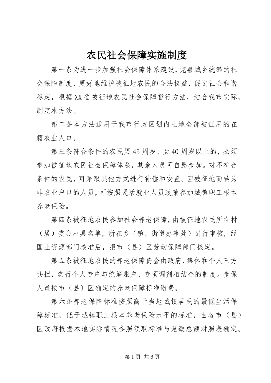 2023年农民社会保障实施制度.docx_第1页