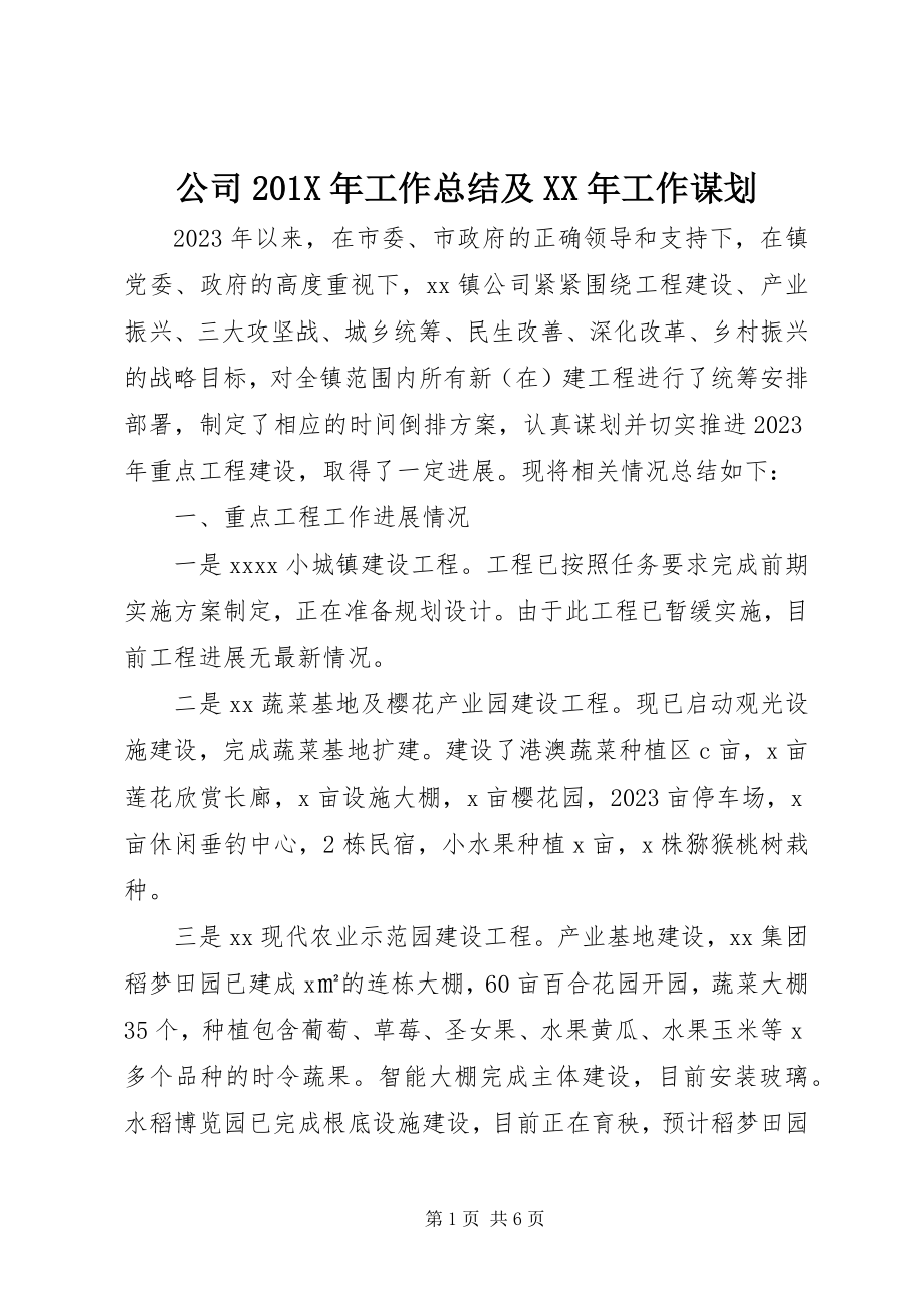 2023年公司工作总结及某年工作谋划.docx_第1页