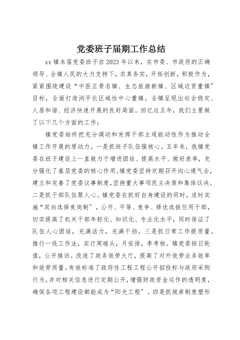 2023年党委班子届期工作总结.docx_第1页