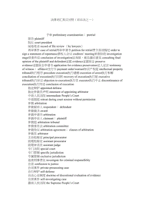 2023年法律词汇英汉对照诉讼法之一.docx