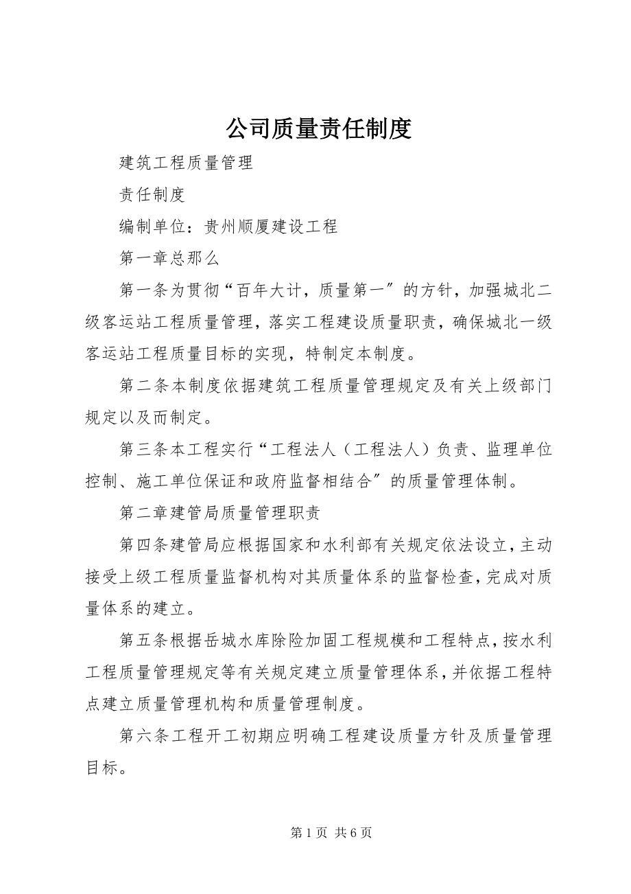 2023年公司质量责任制度.docx_第1页