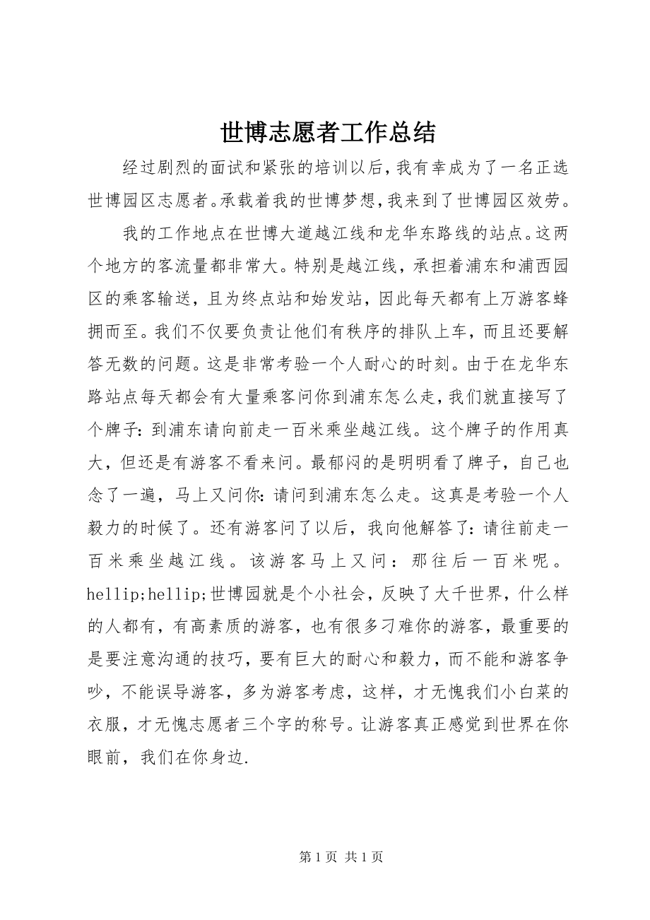 2023年世博志愿者工作总结.docx_第1页