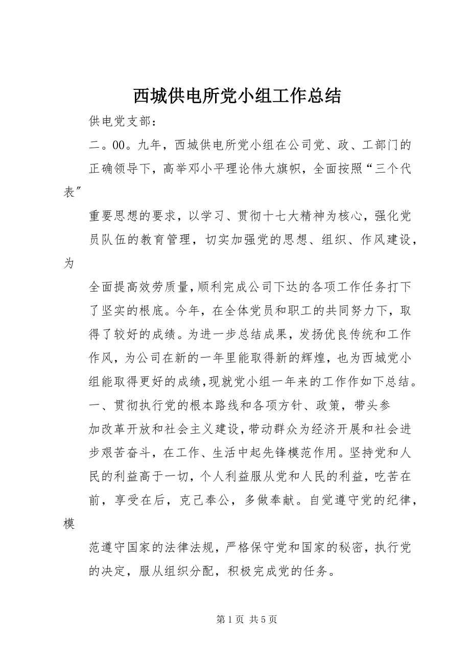 2023年西城供电所党小组工作总结.docx_第1页