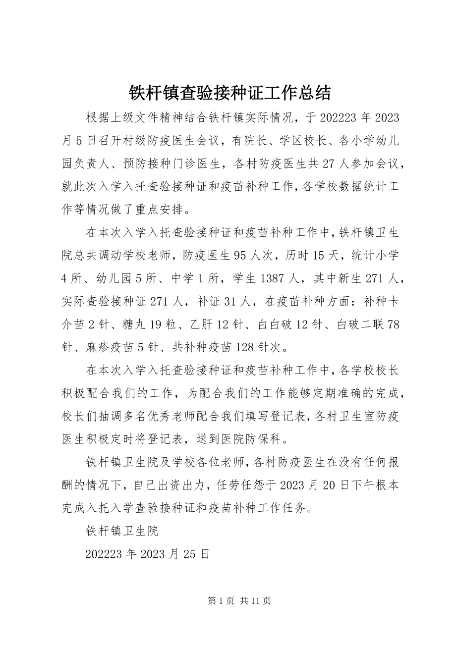 2023年铁杆镇查验接种证工作总结.docx_第1页