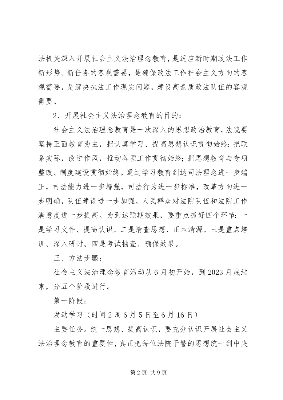 2023年法院系统社会主义法治理念教育实施方案.docx_第2页