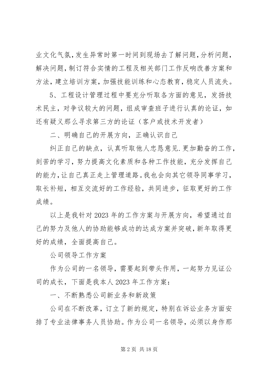 2023年公司领导工作计划.docx_第2页