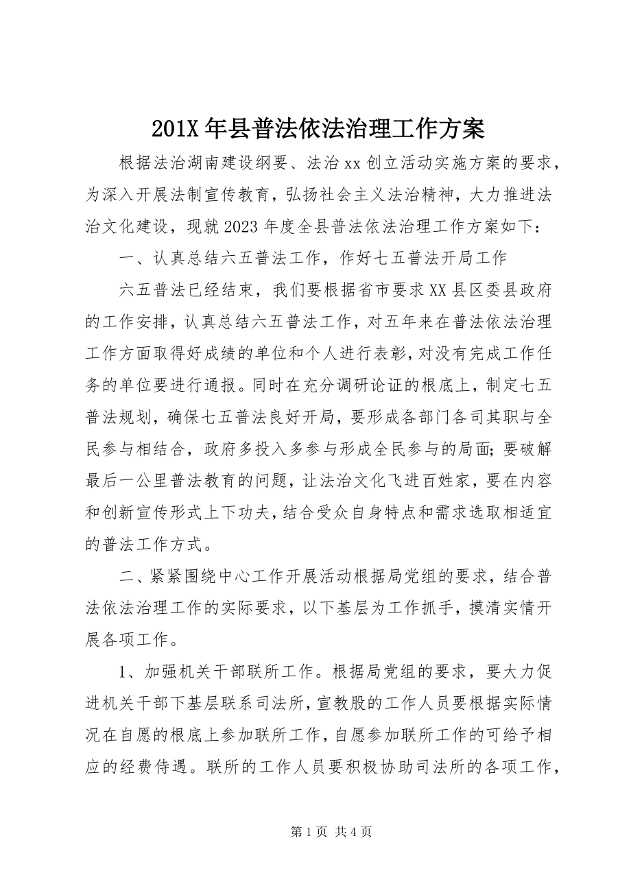 2023年县普法依法治理工作计划新编.docx_第1页