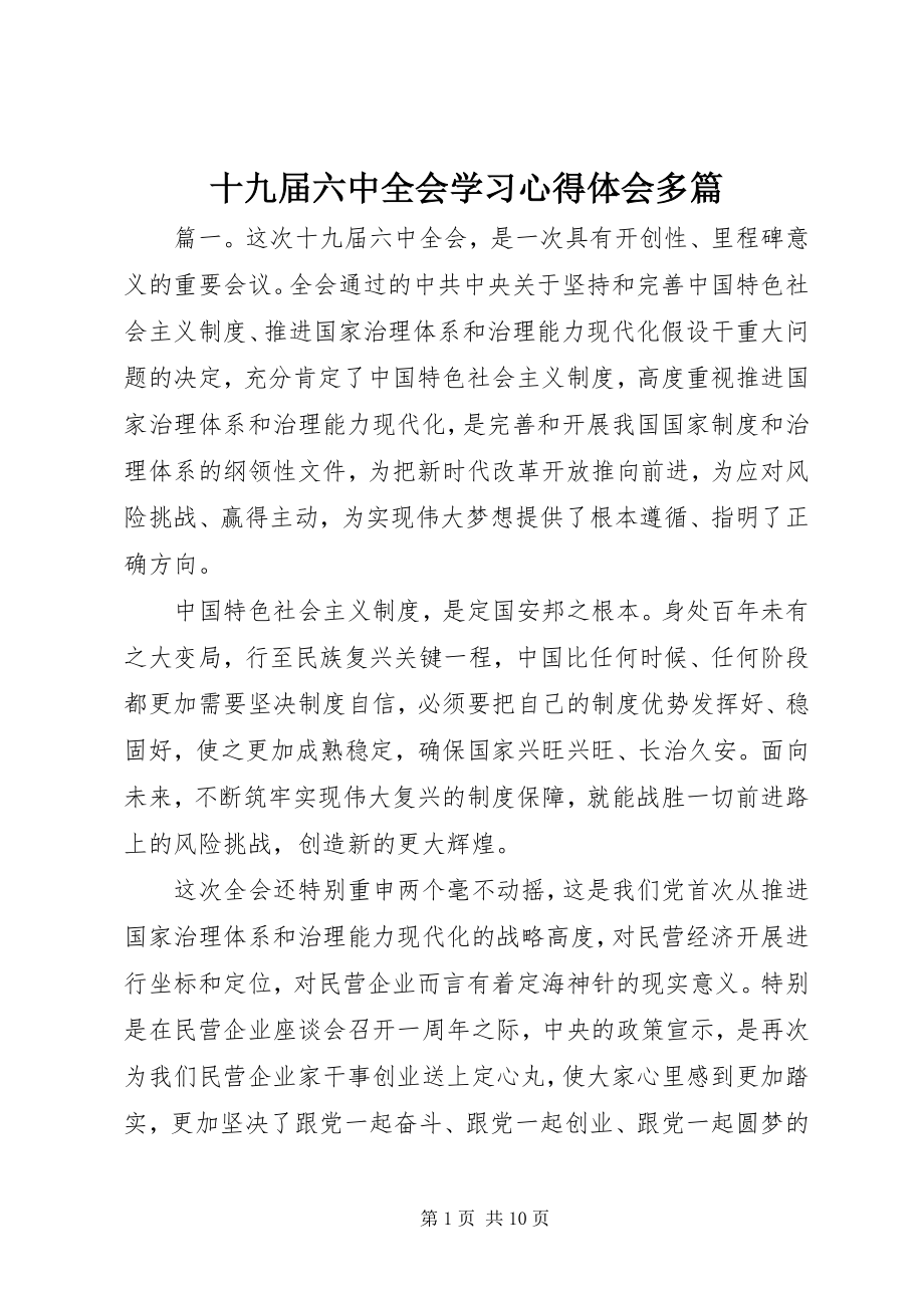 2023年十九届四中全会学习心得体会多篇.docx_第1页