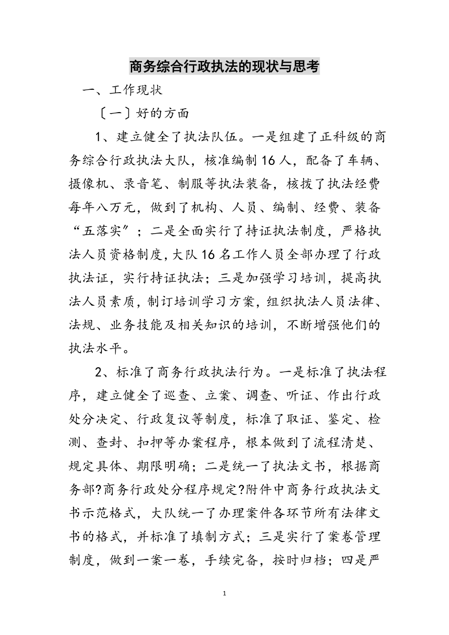 2023年商务综合行政执法的现状与思考范文.doc_第1页