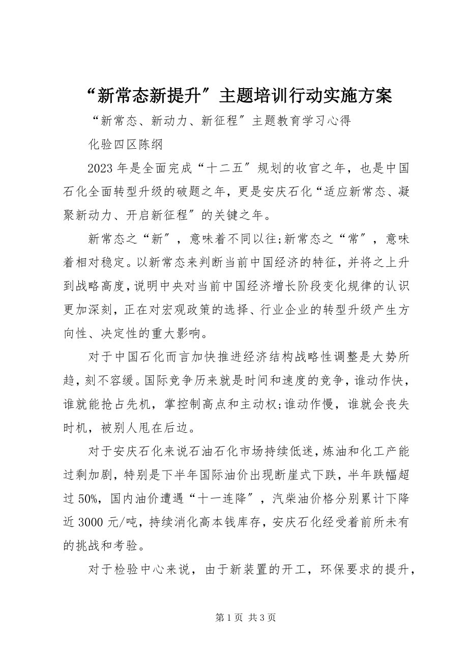 2023年“新常态新提升”主题培训行动实施方案新编.docx_第1页