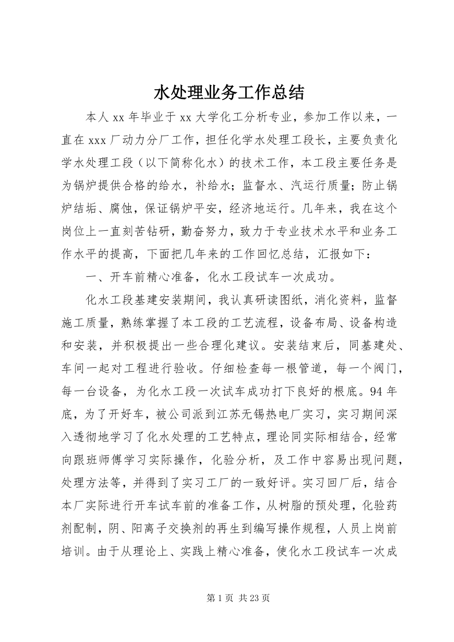 2023年水处理业务工作总结.docx_第1页