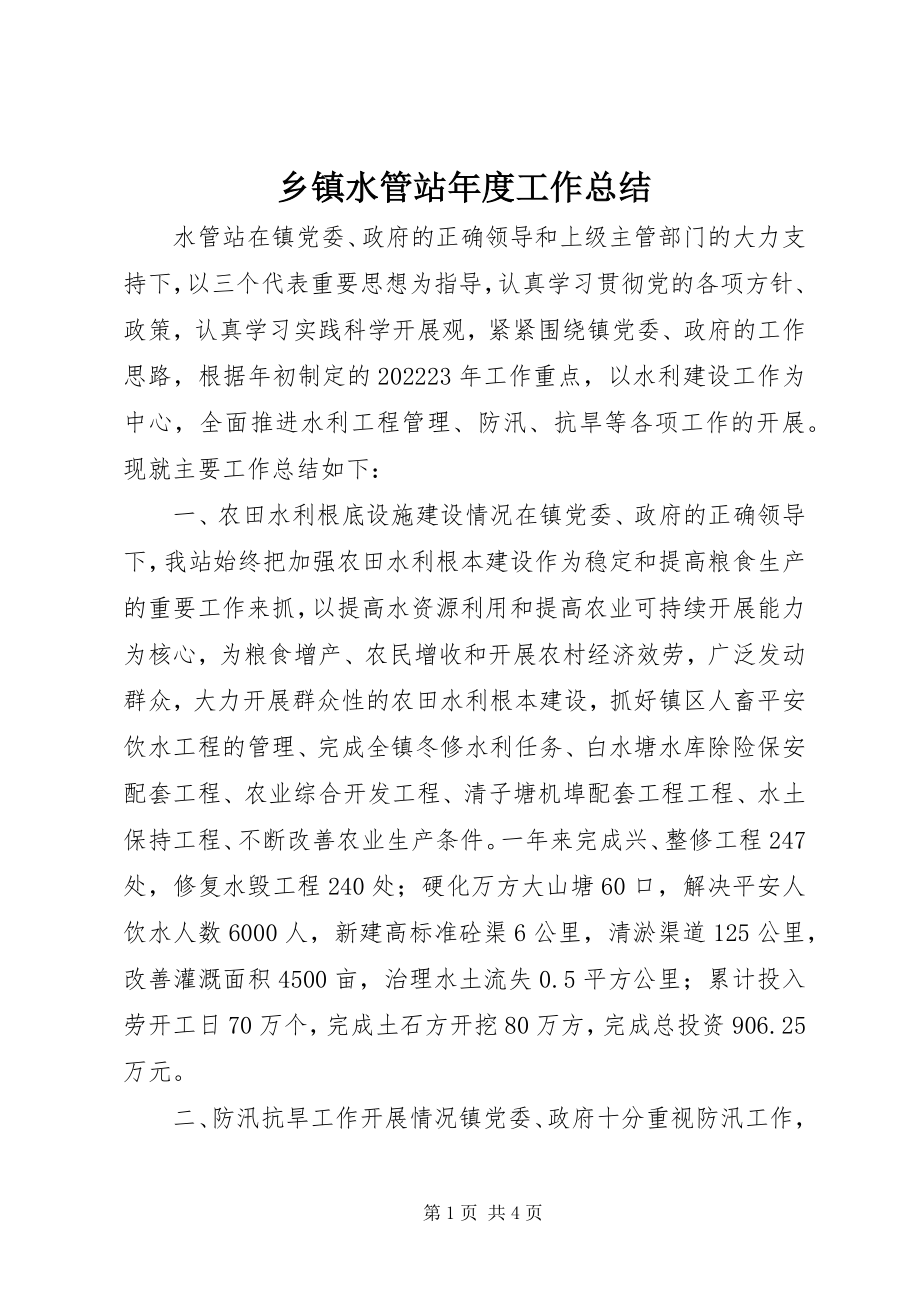 2023年乡镇水管站年度工作总结.docx_第1页