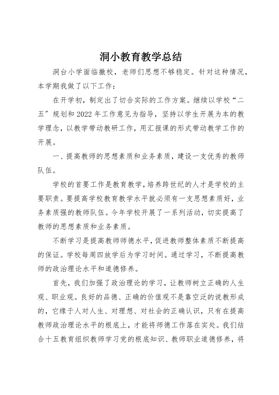 2023年洞小教育教学总结新编.docx_第1页