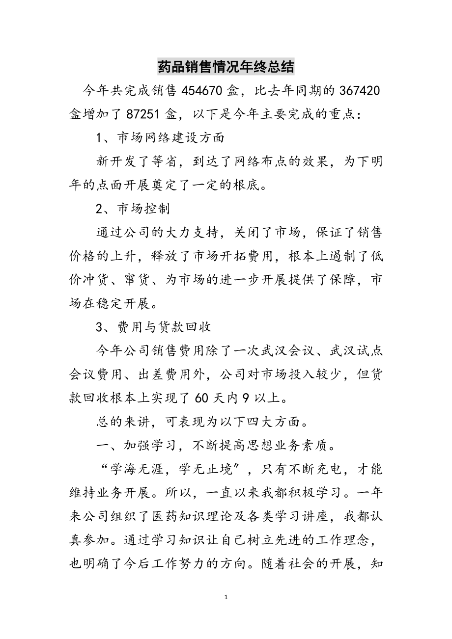 2023年药品销售情况年终总结范文.doc_第1页