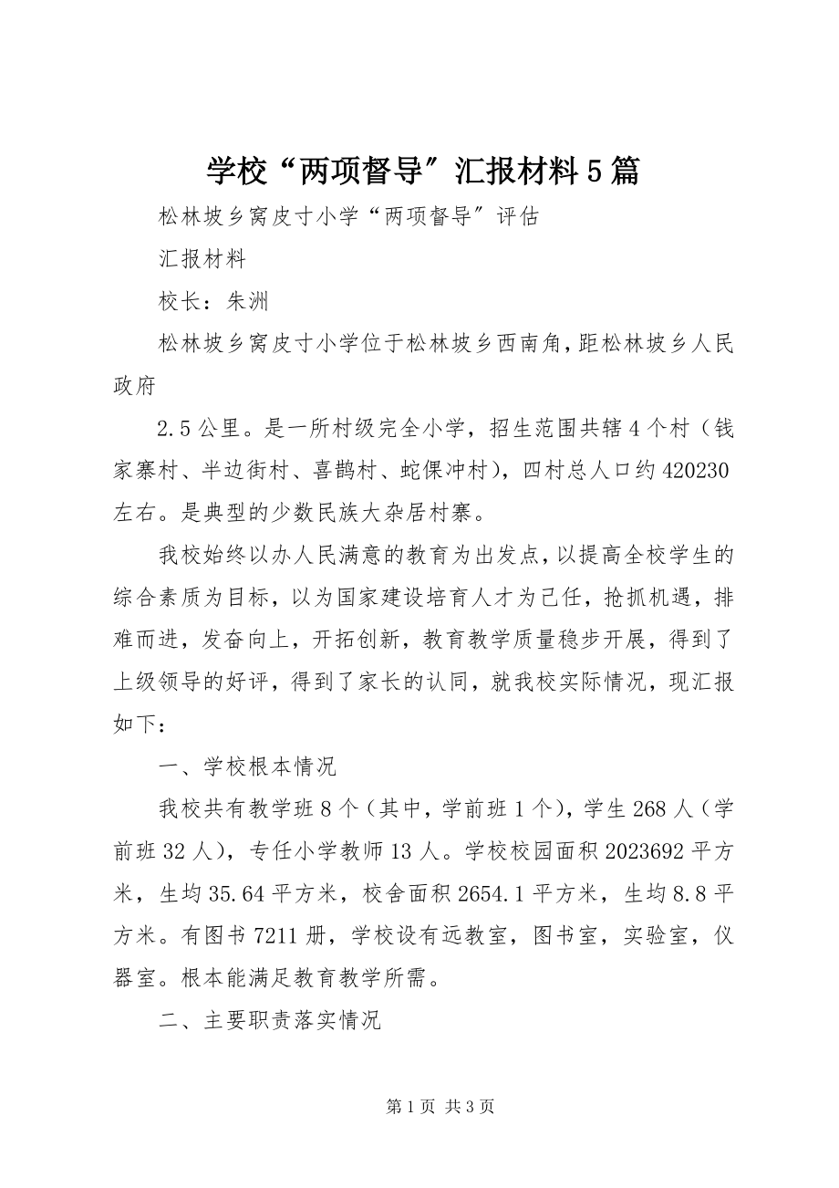 2023年学校“两项督导”汇报材料5篇.docx_第1页