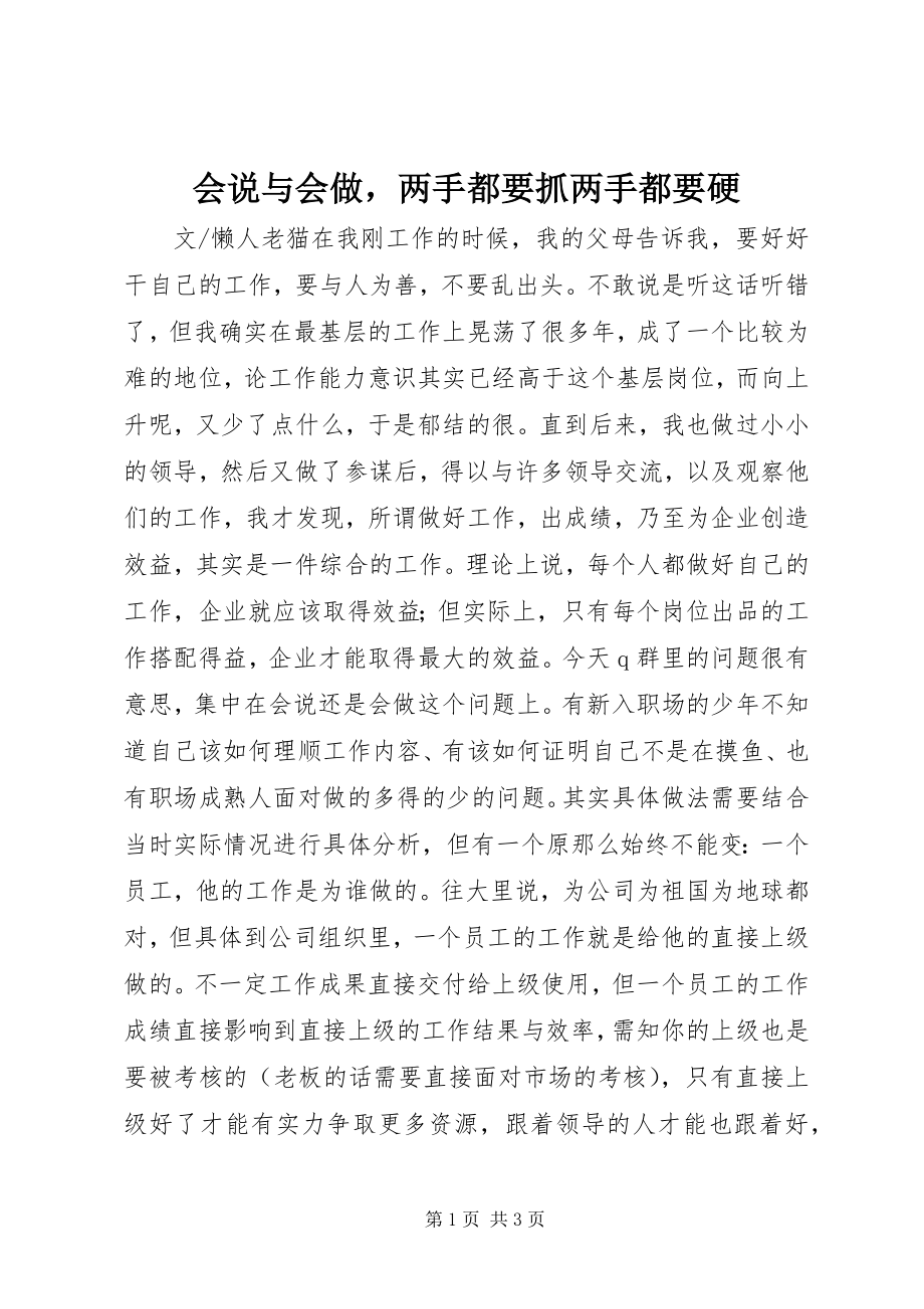 2023年会说与会做两手都要抓两手都要硬.docx_第1页