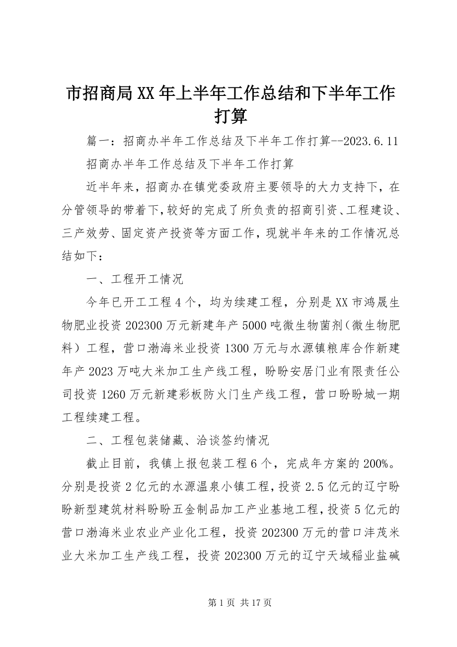 2023年市招商局上半年工作总结和下半年工作打算.docx_第1页