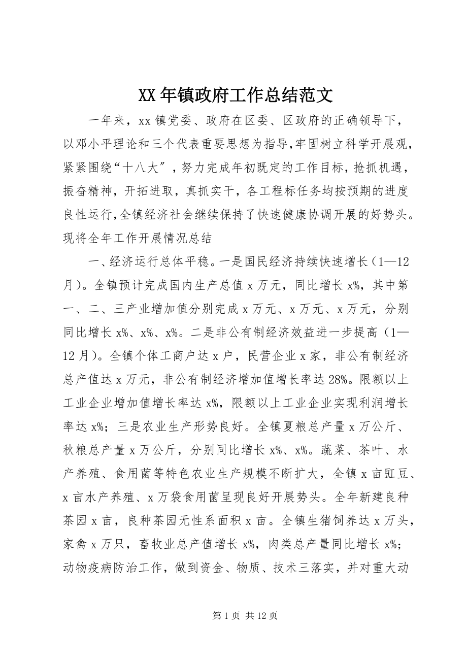 2023年镇政府工作总结2.docx_第1页