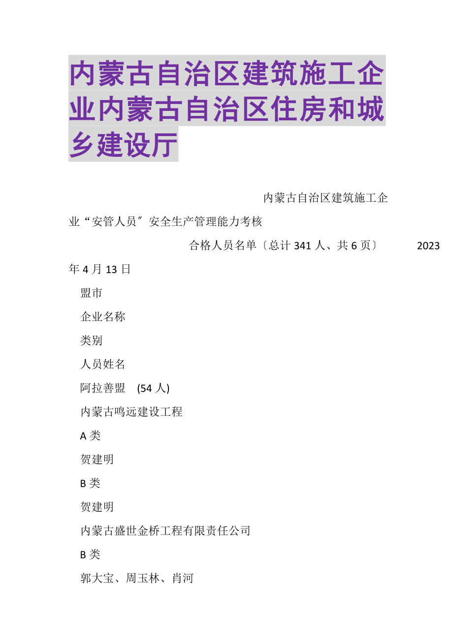 2023年内蒙古自治区建筑施工企业内蒙古自治区住房和城乡建设厅.doc_第1页