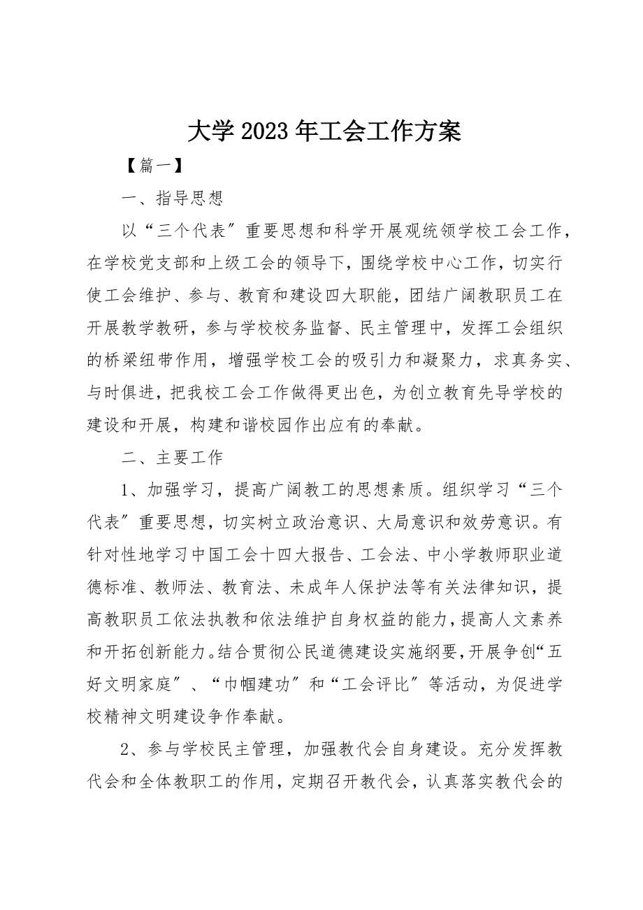 2023年大学某年工会工作计划.docx_第1页