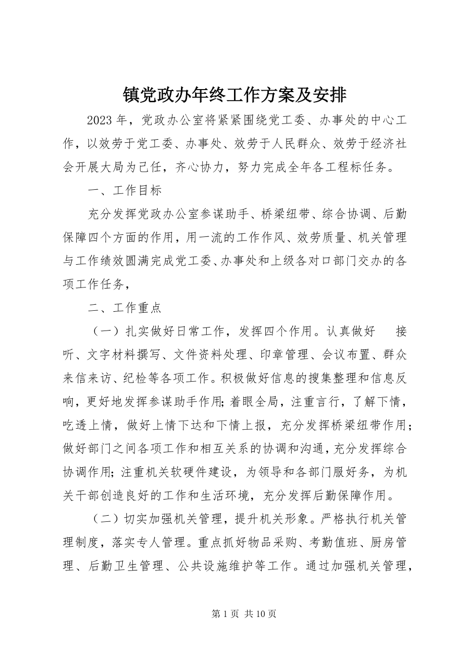 2023年镇党政办年终工作计划及安排.docx_第1页