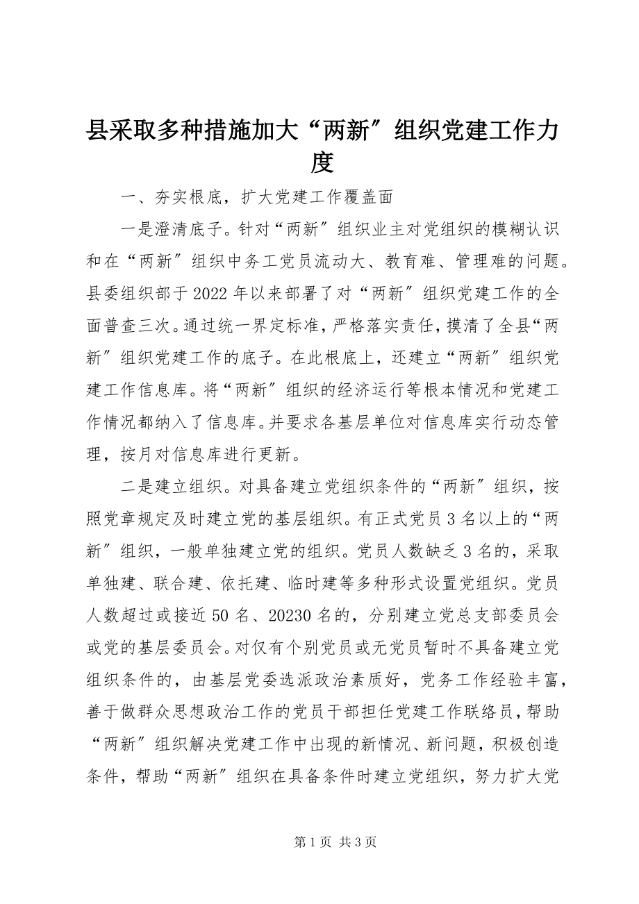 2023年县采取多种措施加大“两新”组织党建工作力度.docx_第1页